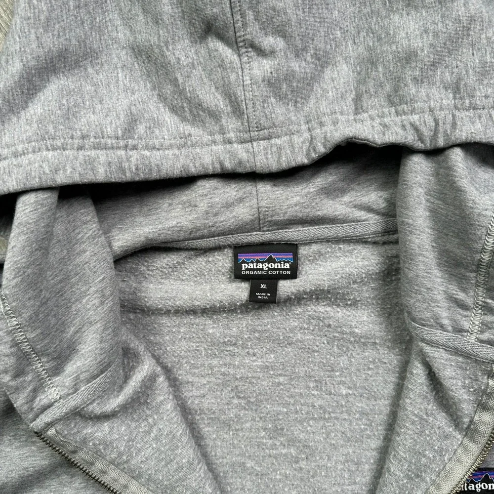 Patagonia Mens Full Zip Hoodie Size XL Gray Organic Cotton